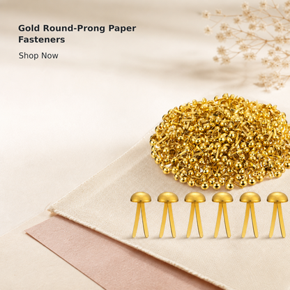 Gold Metal Paper Fasteners – 0.3 × 0.6 Inches